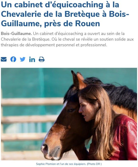 Article Paris Normandie – « Un cabinet d’équicoaching à la Chevalerie de la Bretèque à Bois-Guillaume, près de Rouen »